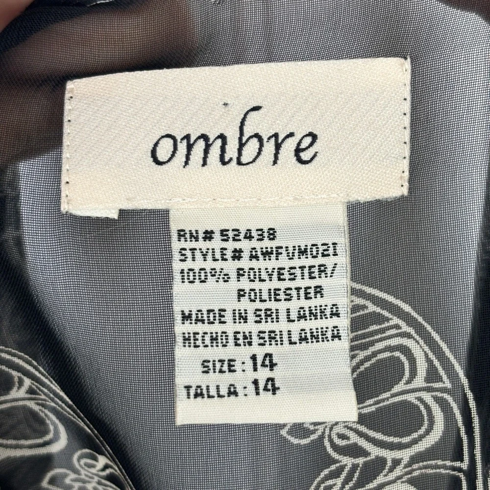 Floral Sheer Mesh Cardigan Black Tie Front Boho Fairycore Feminine Women Size 14